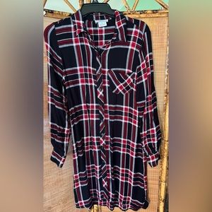 BLL nyc. Navy and Red Plaid Dress